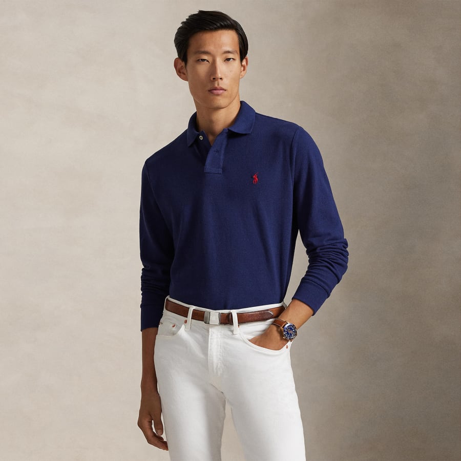 Image number 4 for Ralph Lauren Long Sleeved Polo T Shirt Navy