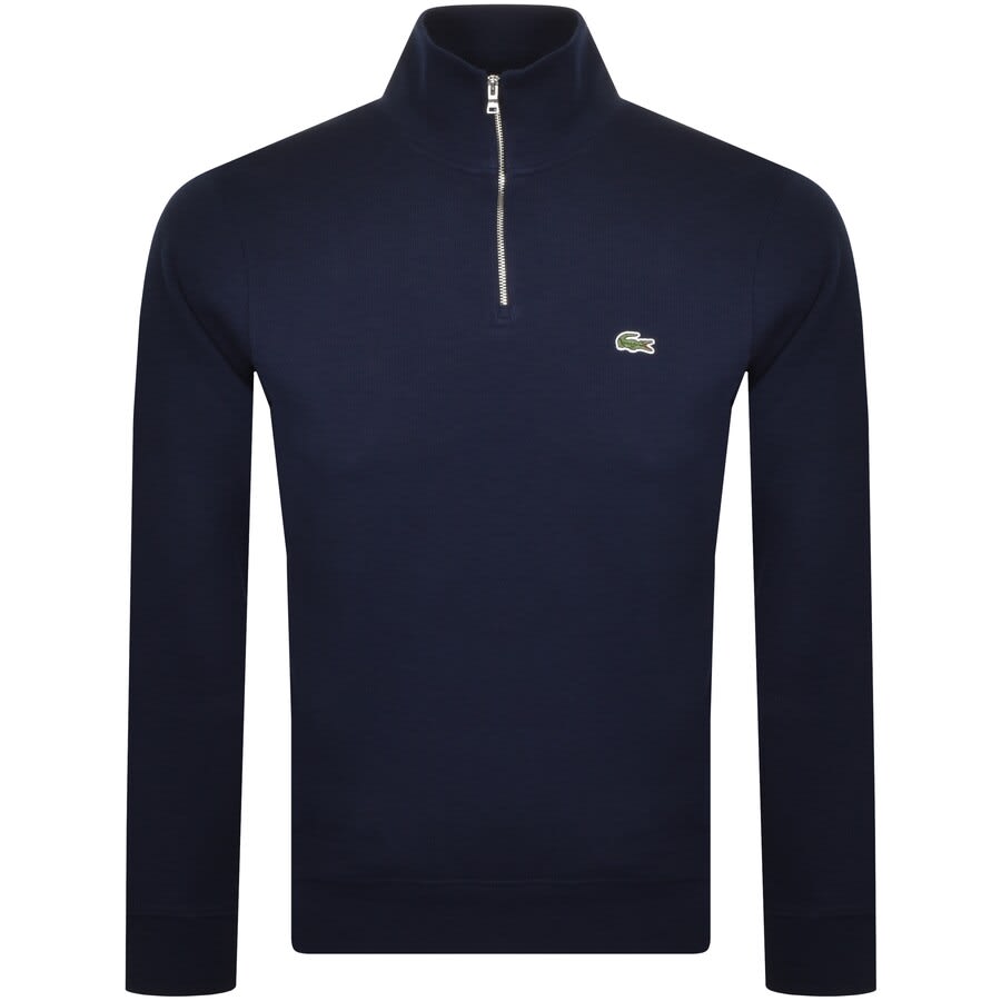 Image number 1 for Lacoste Half Zip Logo Sweatshirt Navy