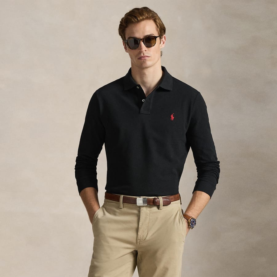 Image number 4 for Ralph Lauren Long Sleeved Polo T Shirt Black