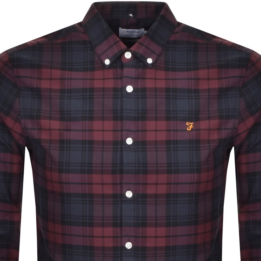 Image number 2 for Farah Brewer Long Sleeve Shirt Burgundy
