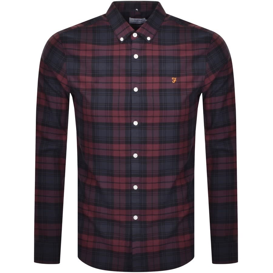 Image number 1 for Farah Brewer Long Sleeve Shirt Burgundy