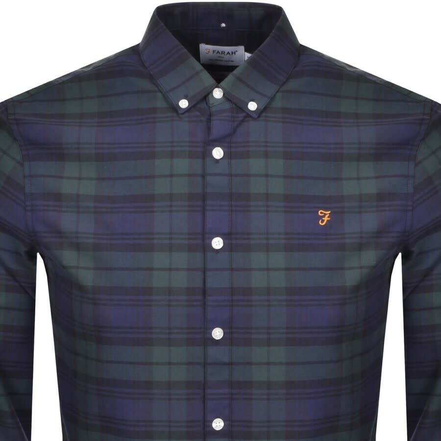 Image number 2 for Farah Brewer Check Long Sleeve Shirt Green
