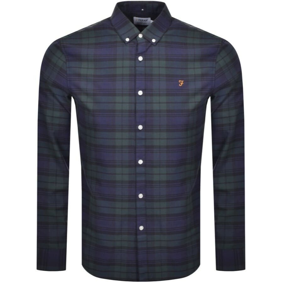 Image number 1 for Farah Brewer Check Long Sleeve Shirt Green