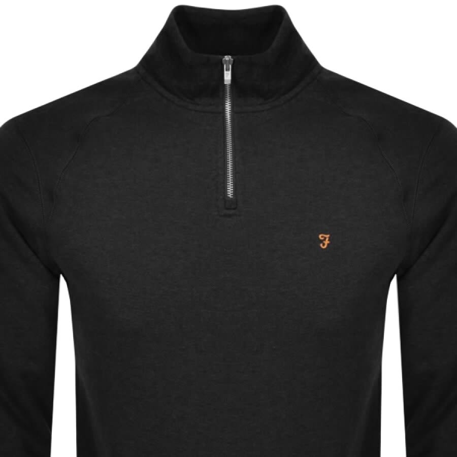 Image number 2 for Farah Jim Quarter Zip Sweatshirt Black