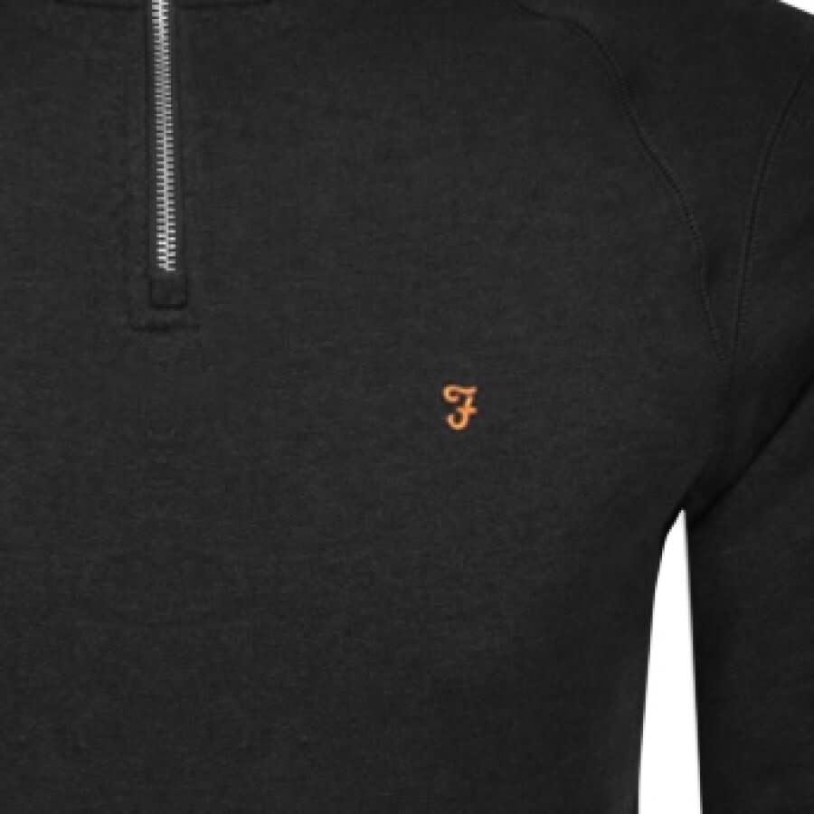 Image number 3 for Farah Jim Quarter Zip Sweatshirt Black