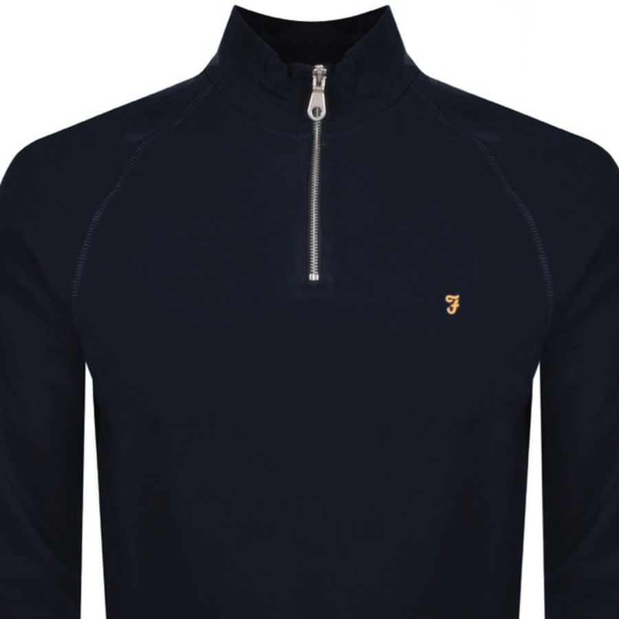 Image number 2 for Farah Jim Quarter Zip Sweatshirt Navy