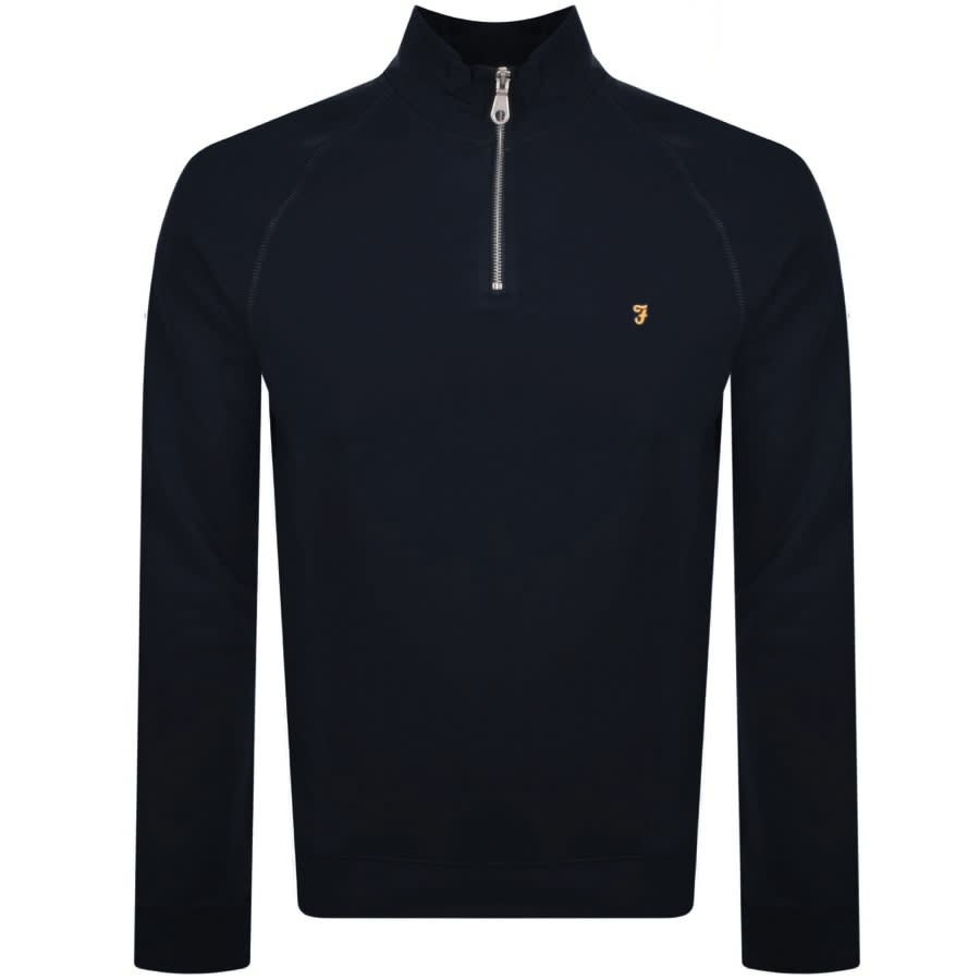 Image number 1 for Farah Jim Quarter Zip Sweatshirt Navy