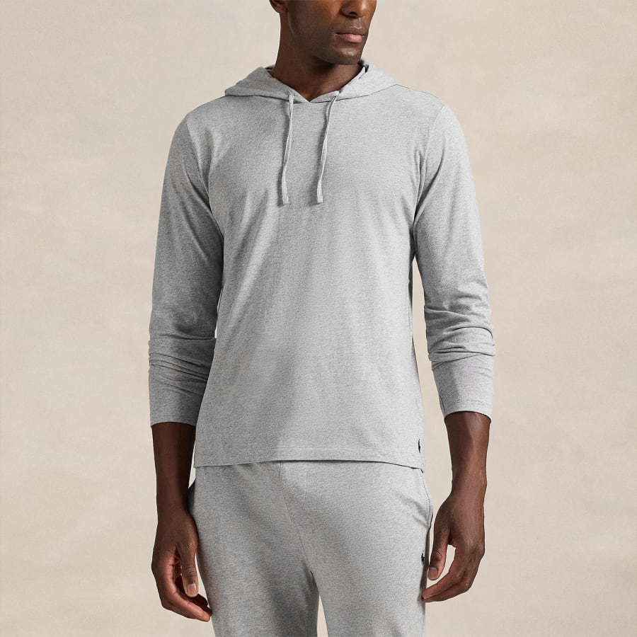 Image number 4 for Ralph Lauren Long Sleeved Hooded T Shirt Grey