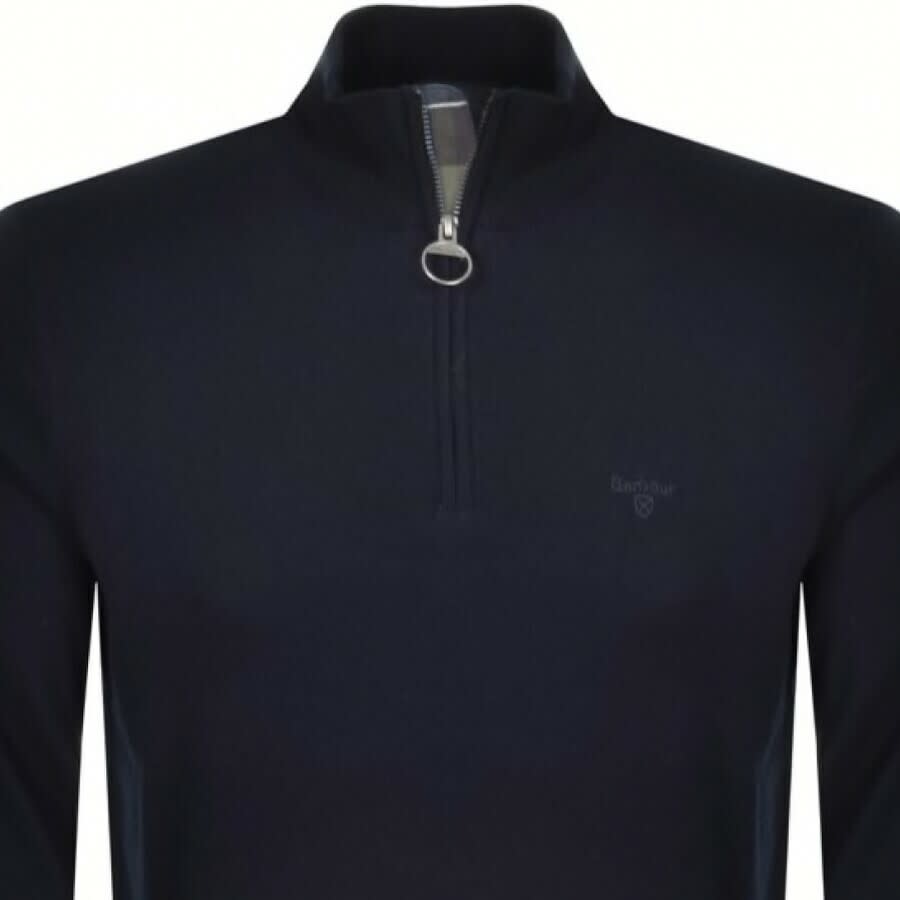 Image number 2 for Barbour Half Zip Knit Jumper Classic Navy