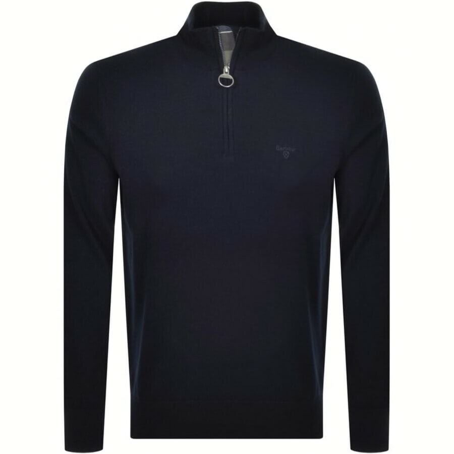 Image number 1 for Barbour Half Zip Knit Jumper Classic Navy