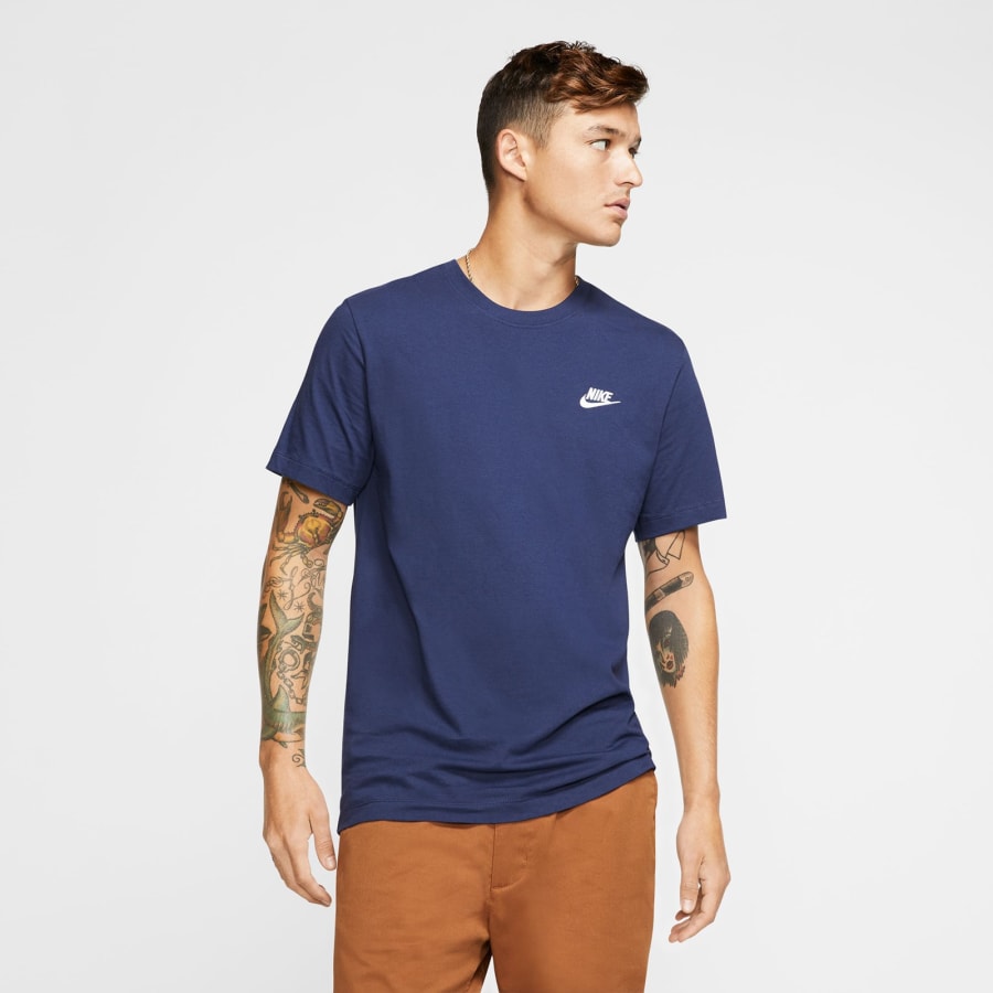 Image number 4 for Nike Crew Neck Club T Shirt Navy