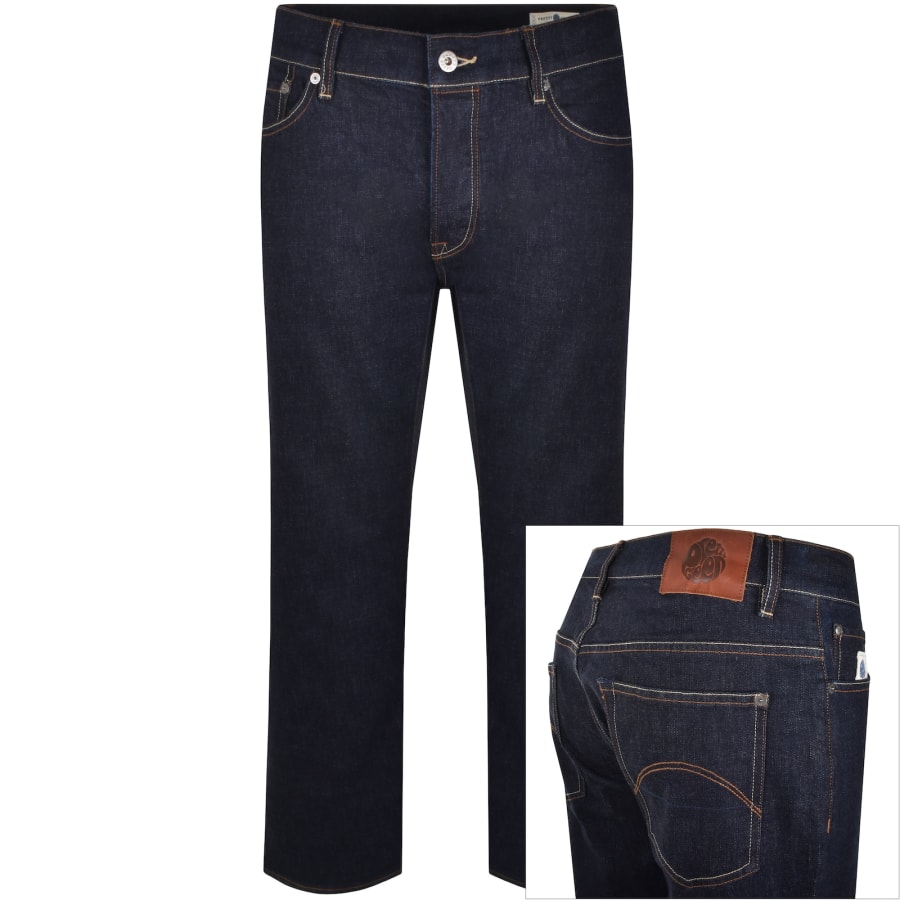Image number 1 for Pretty Green Burnage Regular Fit Dark Wash Jeans