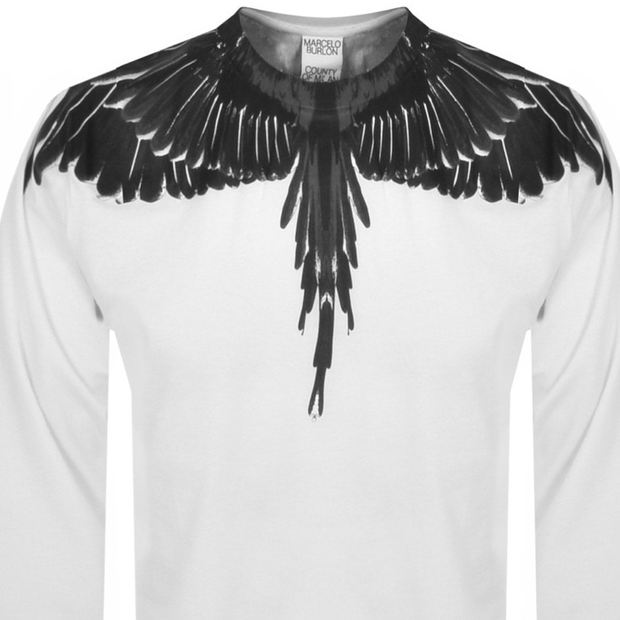 Marcelo Burlon Wings Long Sleeve T Shirt White | Mainline 