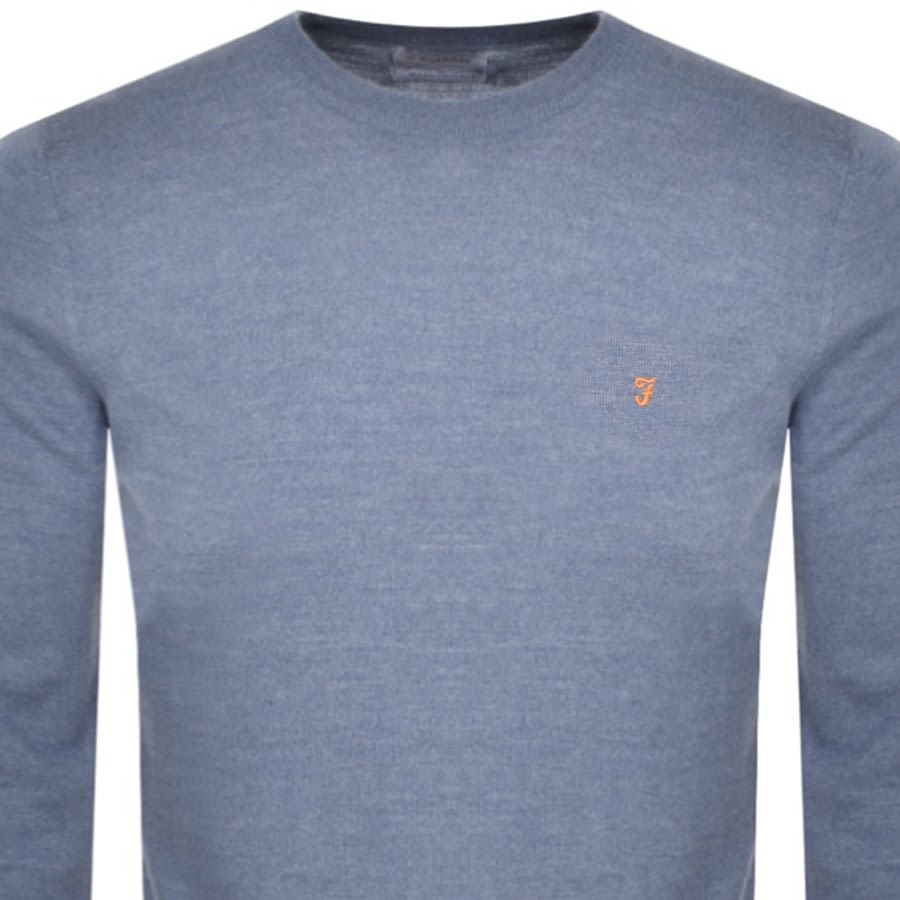 Image number 2 for Farah Mullen Merino Wool Jumper Blue