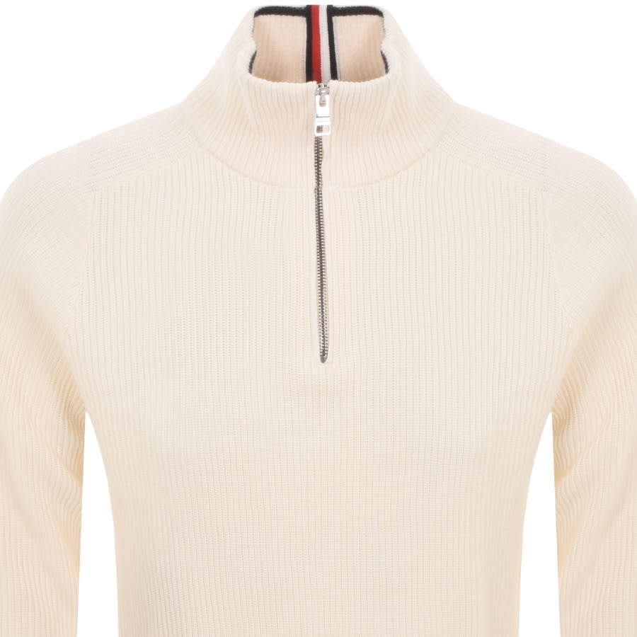 Image number 2 for Tommy Hilfiger Half Zip Knit Jumper Cream