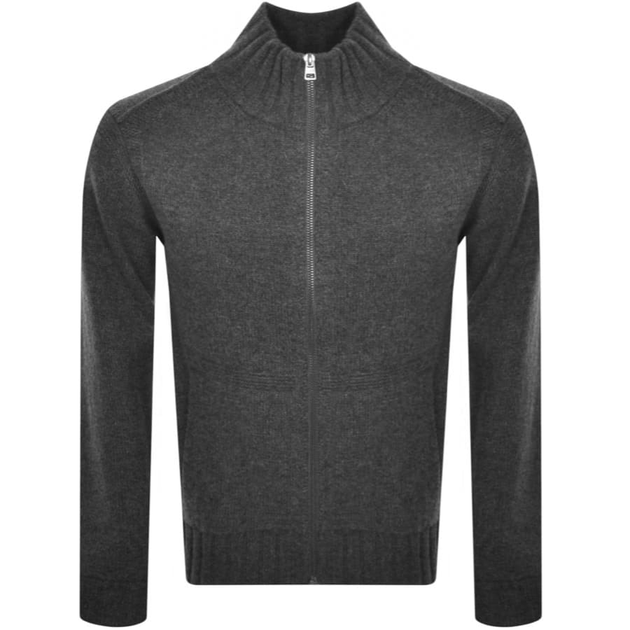 Image number 2 for HUGO Suppon Full Zip Knit Jumper Grey