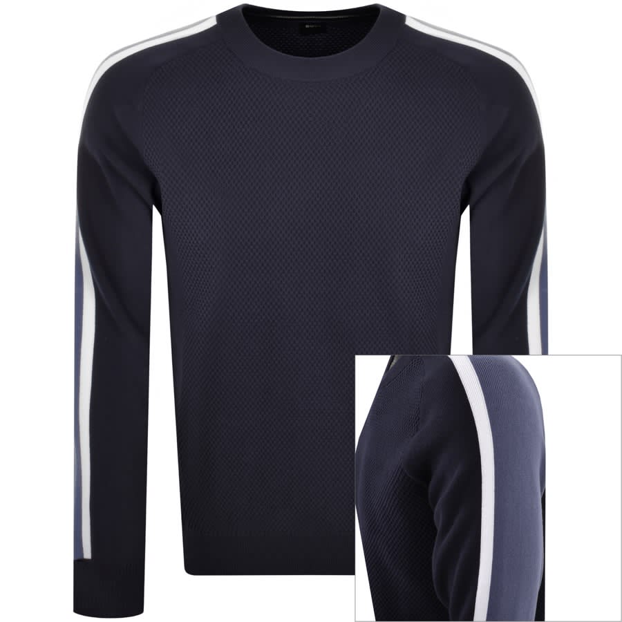 Image number 1 for BOSS Pontevico Knit Jumper Navy