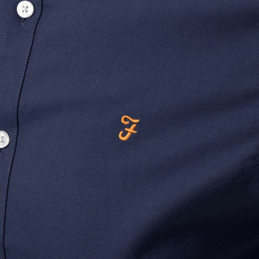 Image number 3 for Farah Brewer Slim Short Sleeve Shirt Navy