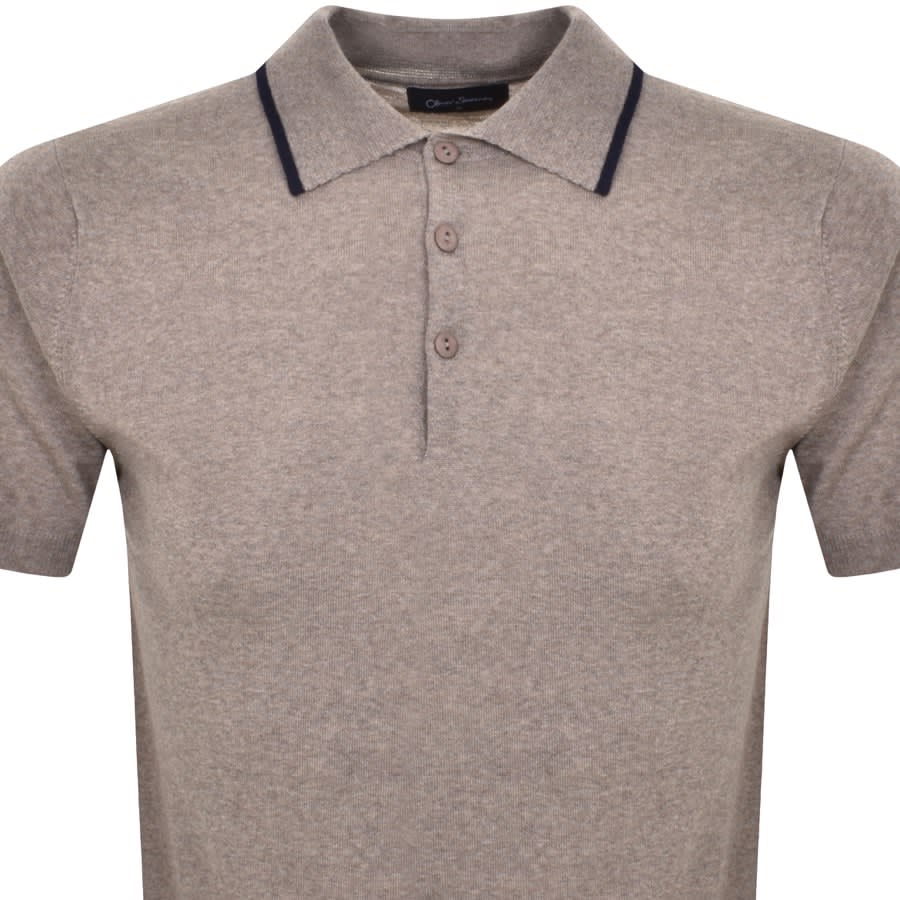Image number 2 for Oliver Sweeney Covehite Knit Polo T Shirt Brown