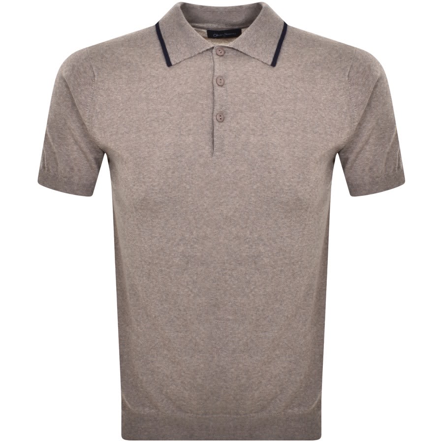 Image number 1 for Oliver Sweeney Covehite Knit Polo T Shirt Brown