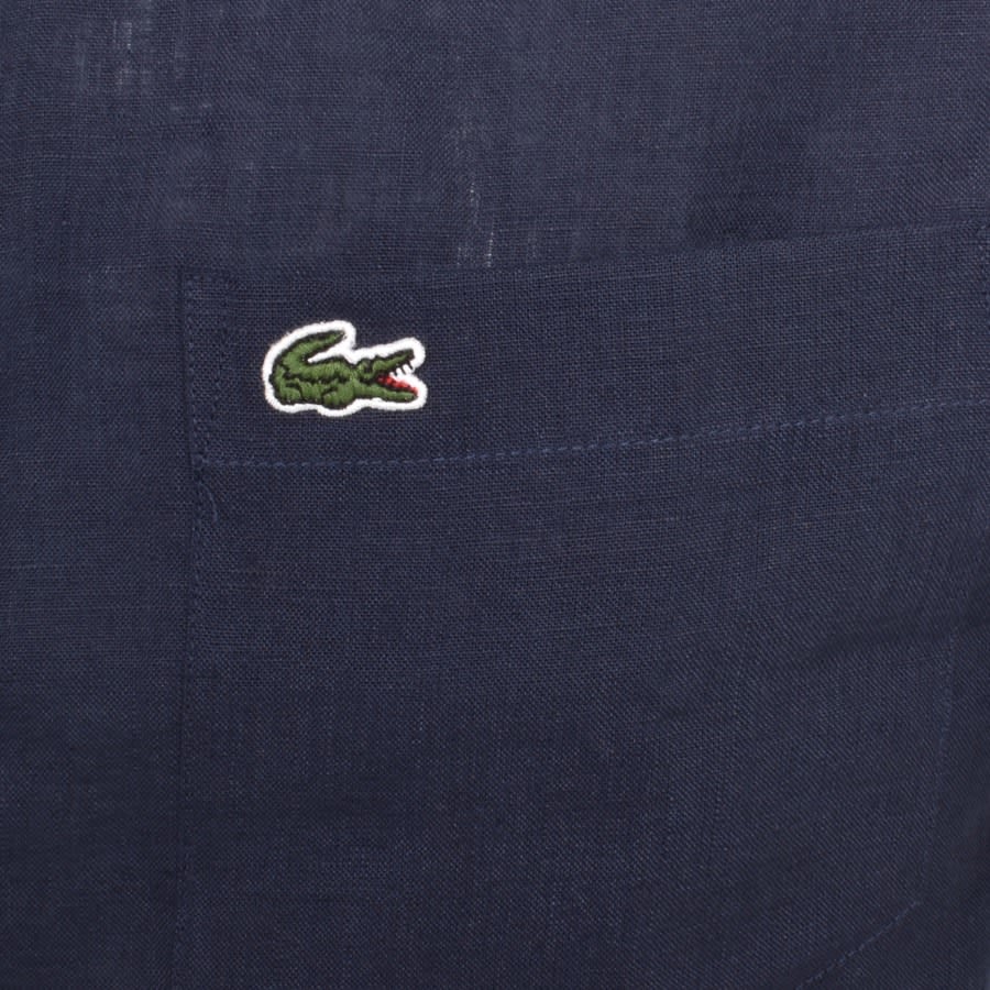 Image number 3 for Lacoste Linen Short Sleeved Shirt Navy
