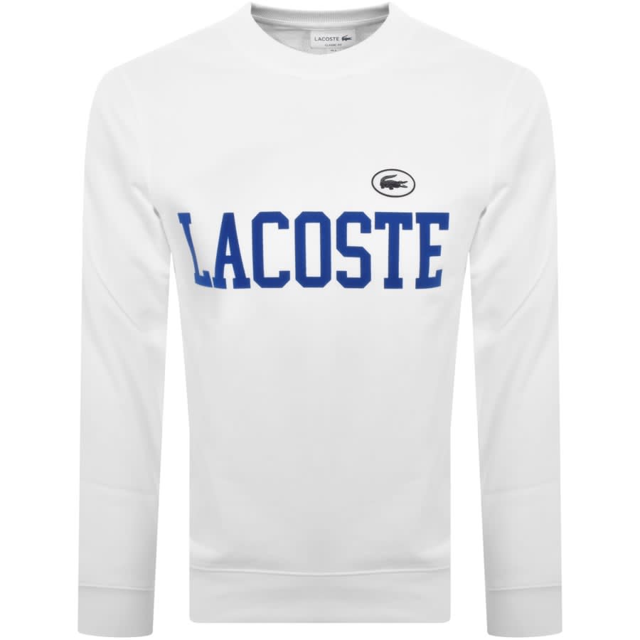 Image number 1 for Lacoste Logo Crew Neck Sweatshirt White