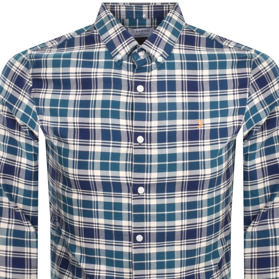 Image number 2 for Farah Brewer Long Sleeve Shirt Blue