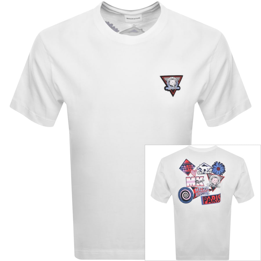 Image number 1 for Maison Kitsune Surf Collage T Shirt White