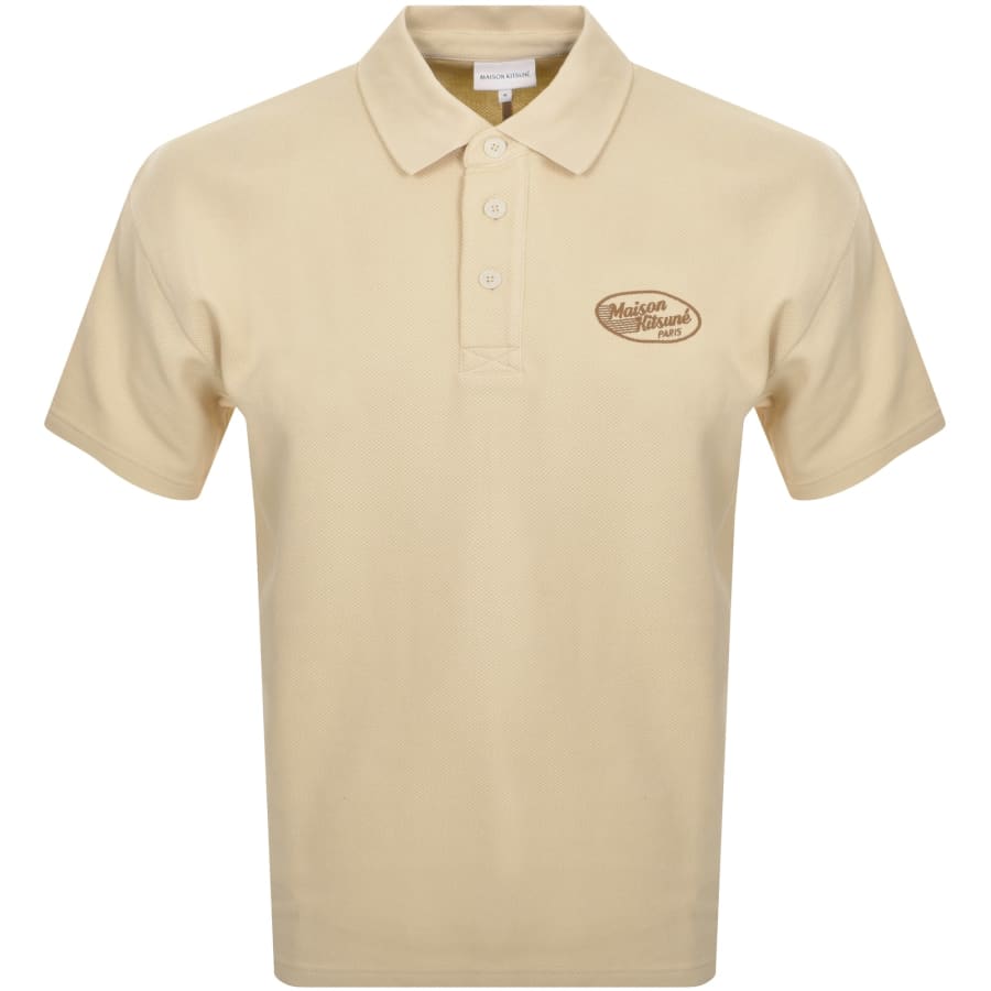 Image number 1 for Maison Kitsune Logo Polo T Shirt Beige
