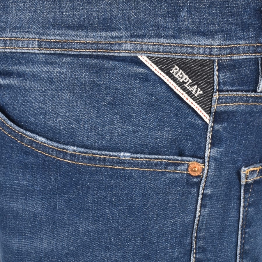 Image number 4 for Replay RBJ 981 Shorts Mid Wash Blue