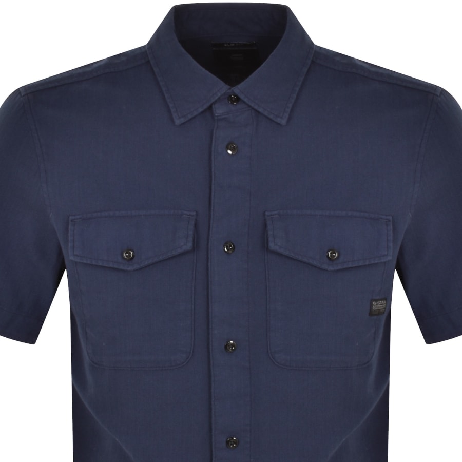Image number 2 for G-Star Marine Slim Short Sleeved Shirt Blue