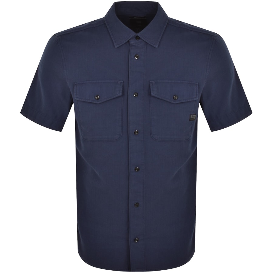 Image number 1 for G-Star Marine Slim Short Sleeved Shirt Blue