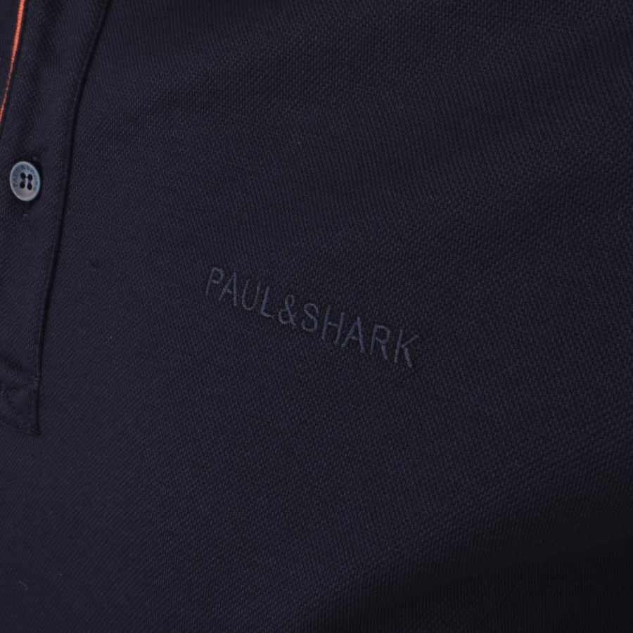 Image number 3 for Paul And Shark Long Sleeved Polo T Shirt Navy