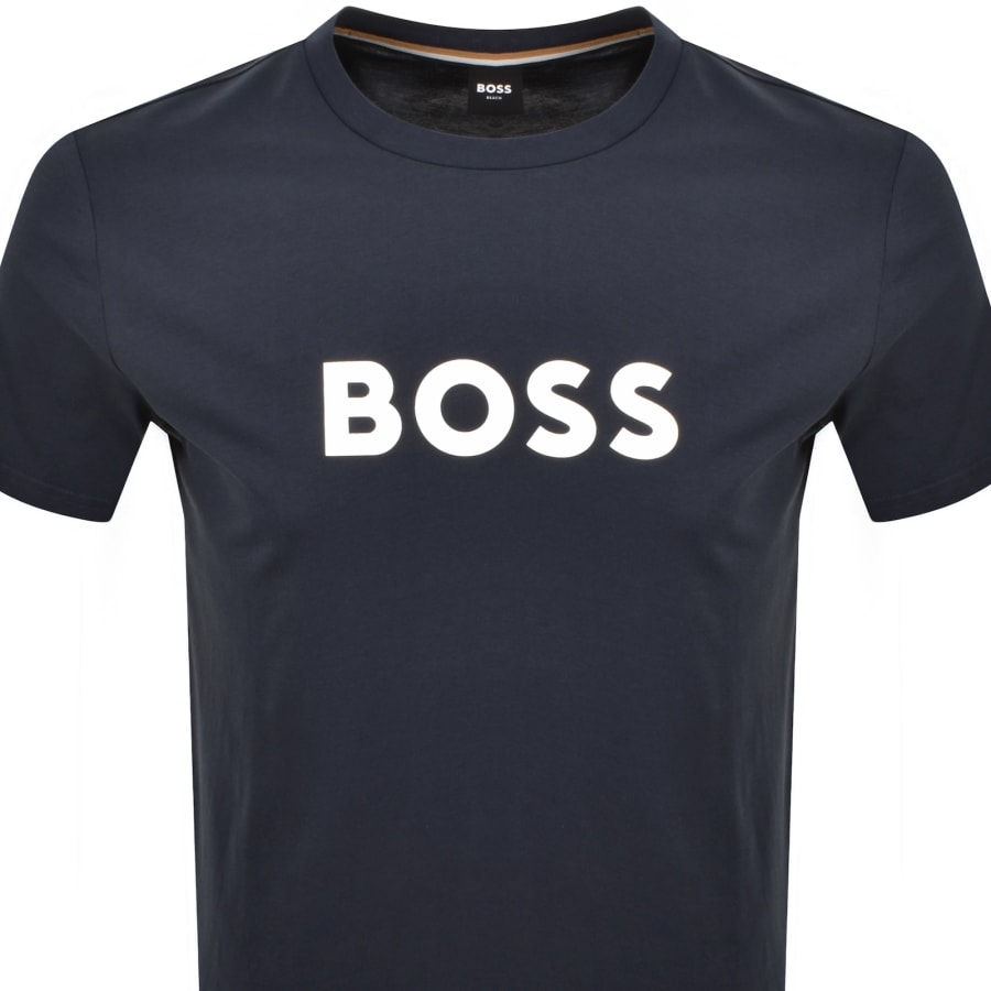 Image number 2 for BOSS Sun Protection Logo T Shirt Navy