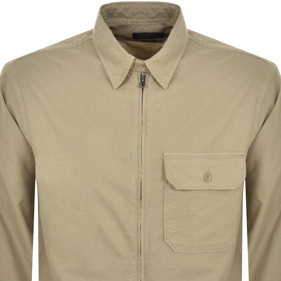 Image number 2 for Ralph Lauren Custom Fit Overshirt Beige