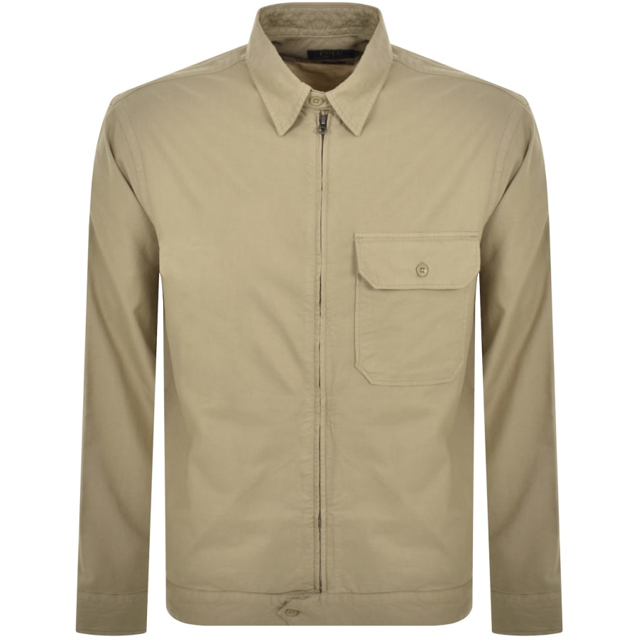 Image number 1 for Ralph Lauren Custom Fit Overshirt Beige