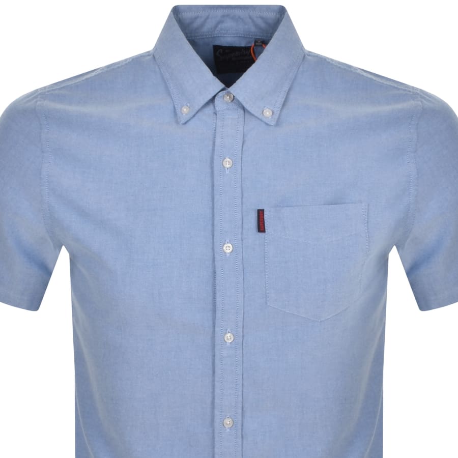 Image number 2 for Superdry Vintage Oxford Short Sleeved Shirt Blue