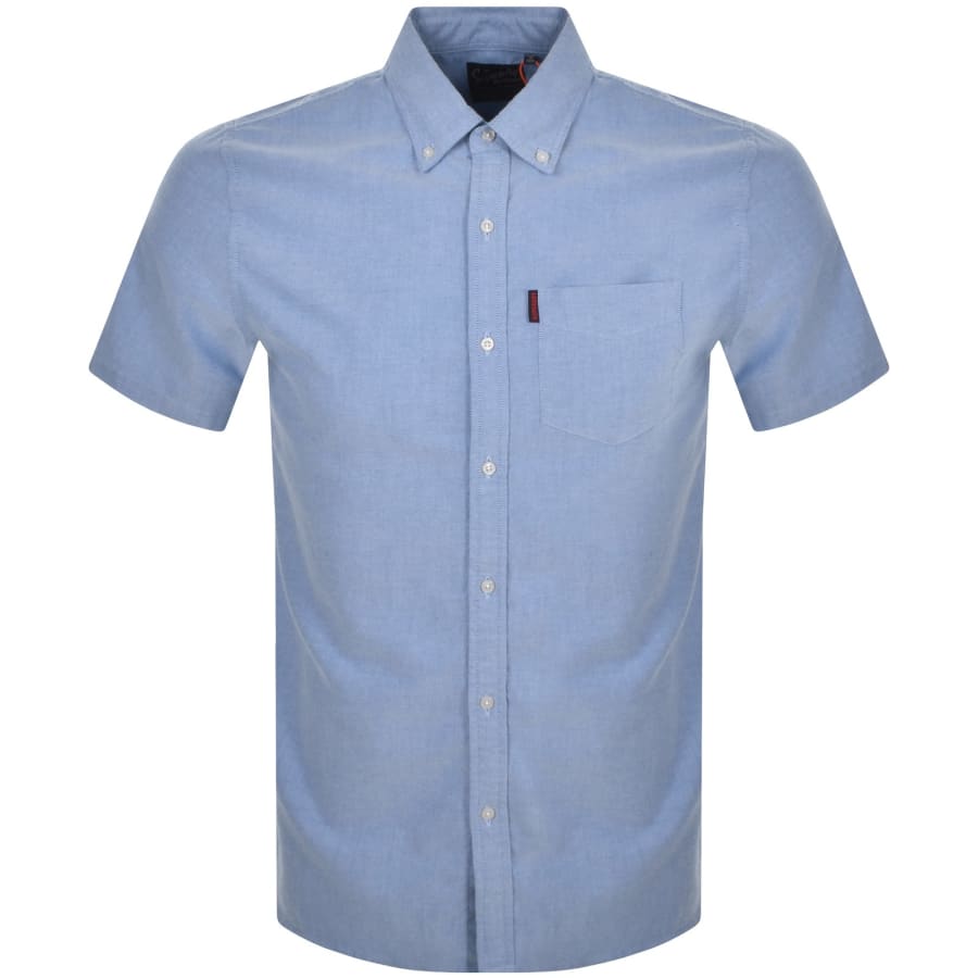 Image number 1 for Superdry Vintage Oxford Short Sleeved Shirt Blue