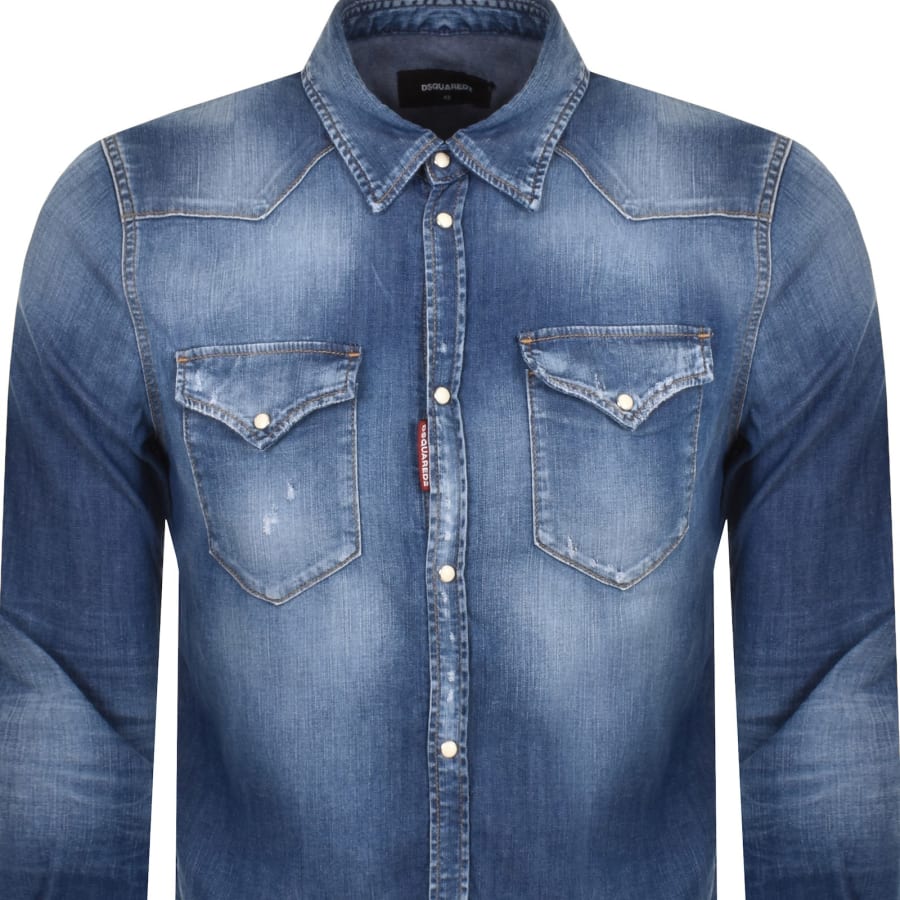 DSQUARED2 Classic Western Denim Shirt Blue | Mainline Menswear 