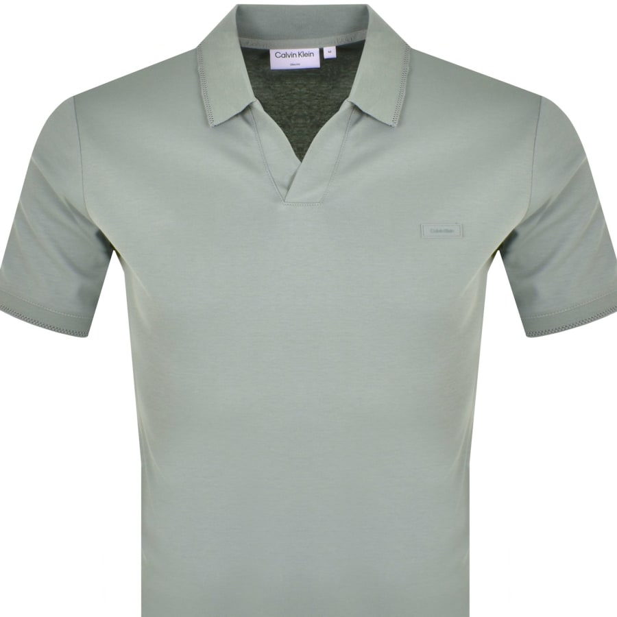 Image number 2 for Calvin Klein Open Placket Polo T Shirt Green