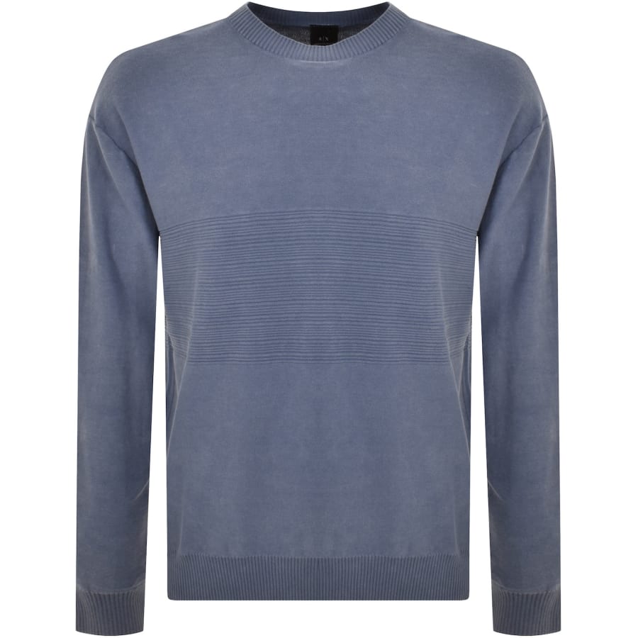 Armani Exchange Crew Neck Knit Jumper Blue | Mainline Menswear 