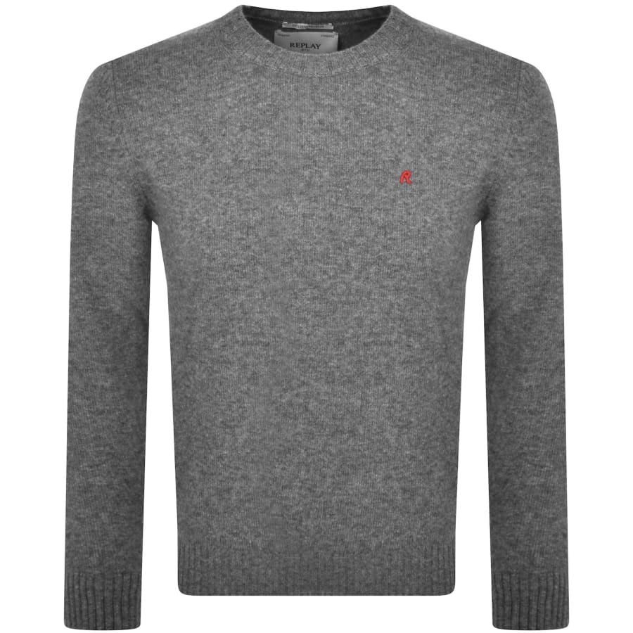 Image number 1 for Replay Crew Neck Knit Jumper Grey
