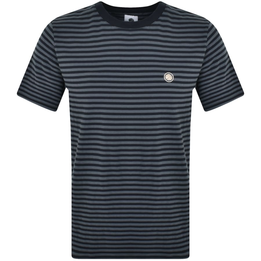 Image number 1 for Pretty Green Travis Stripe Crew Neck T Shirt Navy