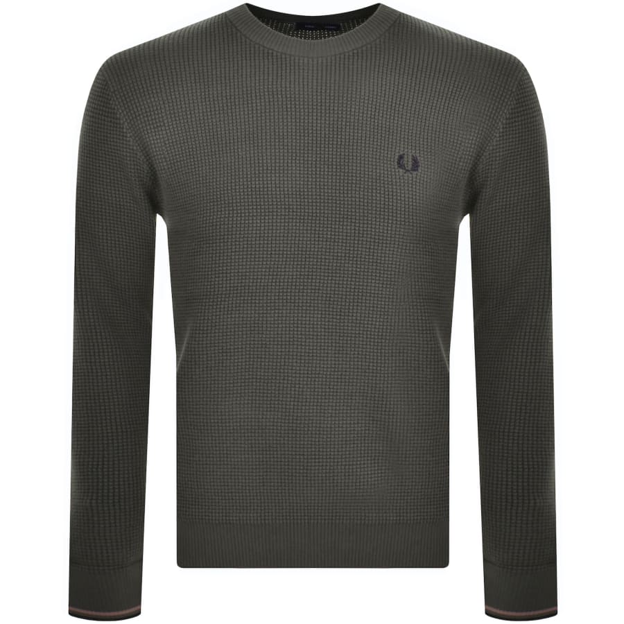 Fred Perry Waffle Stitch Knit Jumper Green | Mainline Menswear 