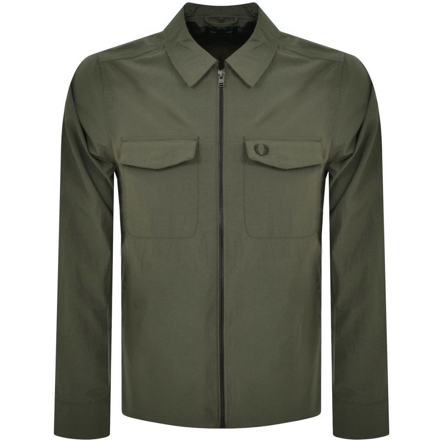 Fred Perry Zip Overshirt Green | Mainline Menswear United States