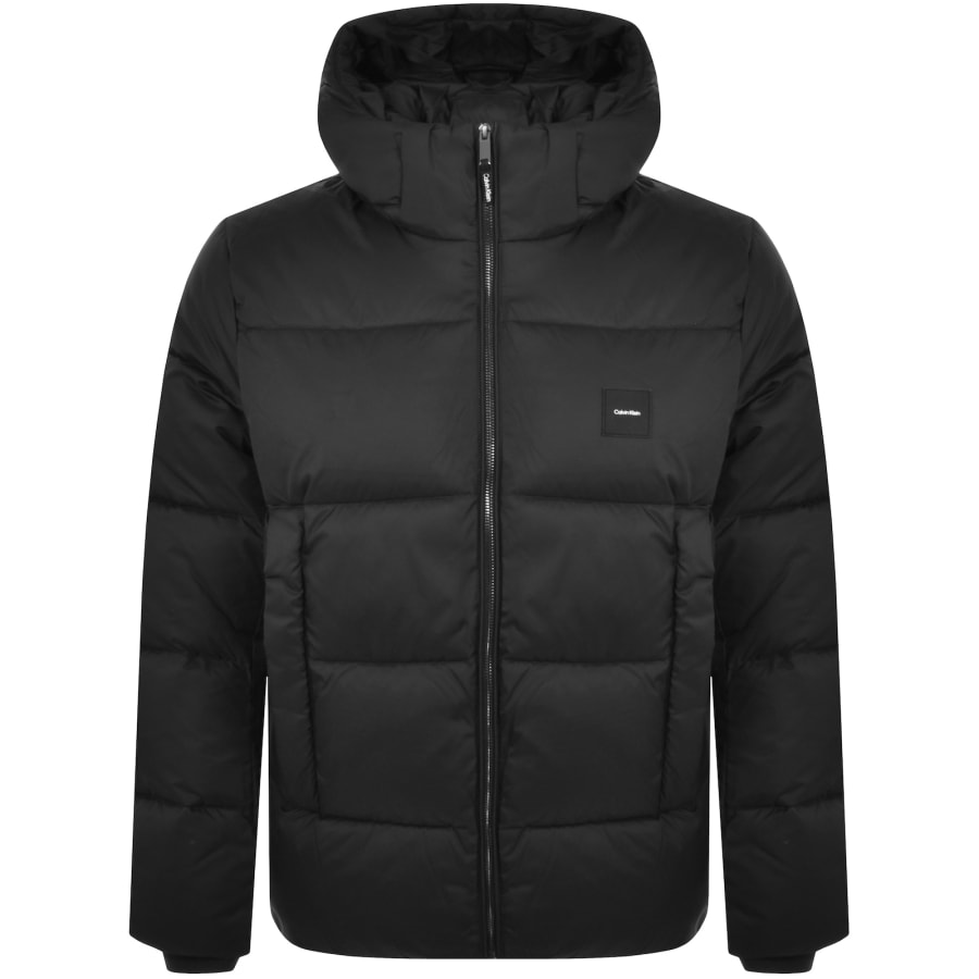 Image number 1 for Calvin Klein Hooded Puffer Jacket Black