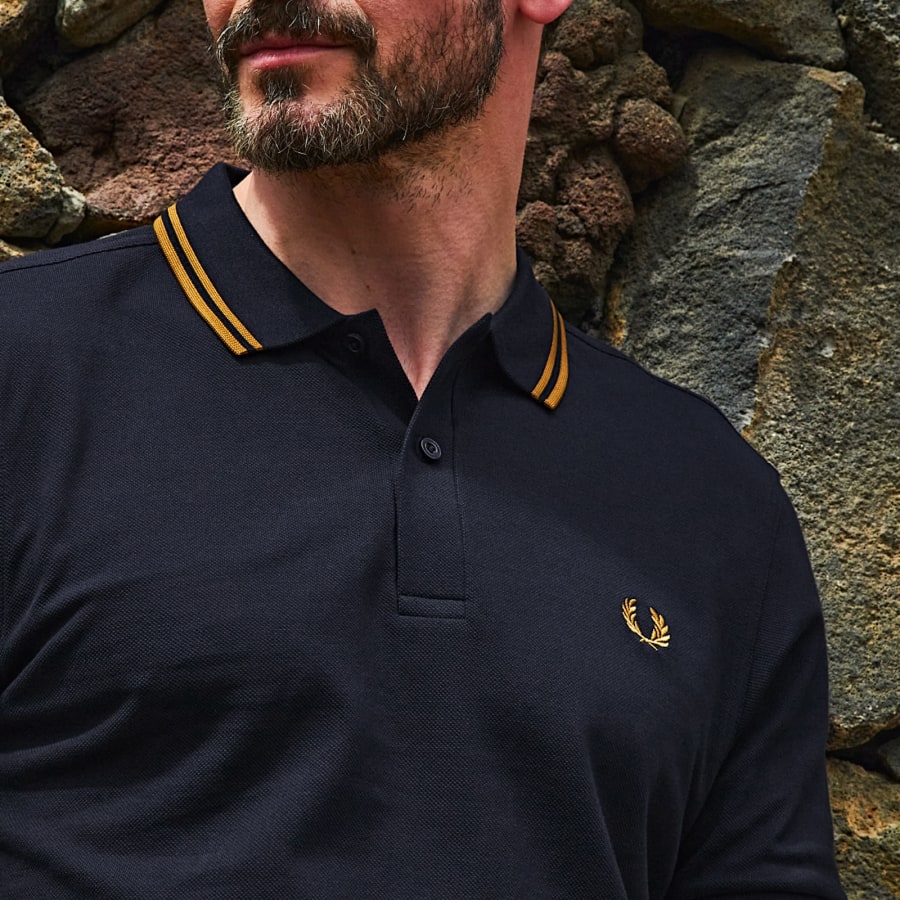 Image number 4 for Fred Perry Twin Tipped Polo T Shirt Navy