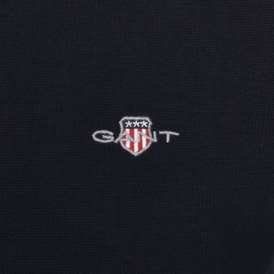 Image number 3 for Gant Classic Cotton Crew Neck Knit Jumper Navy