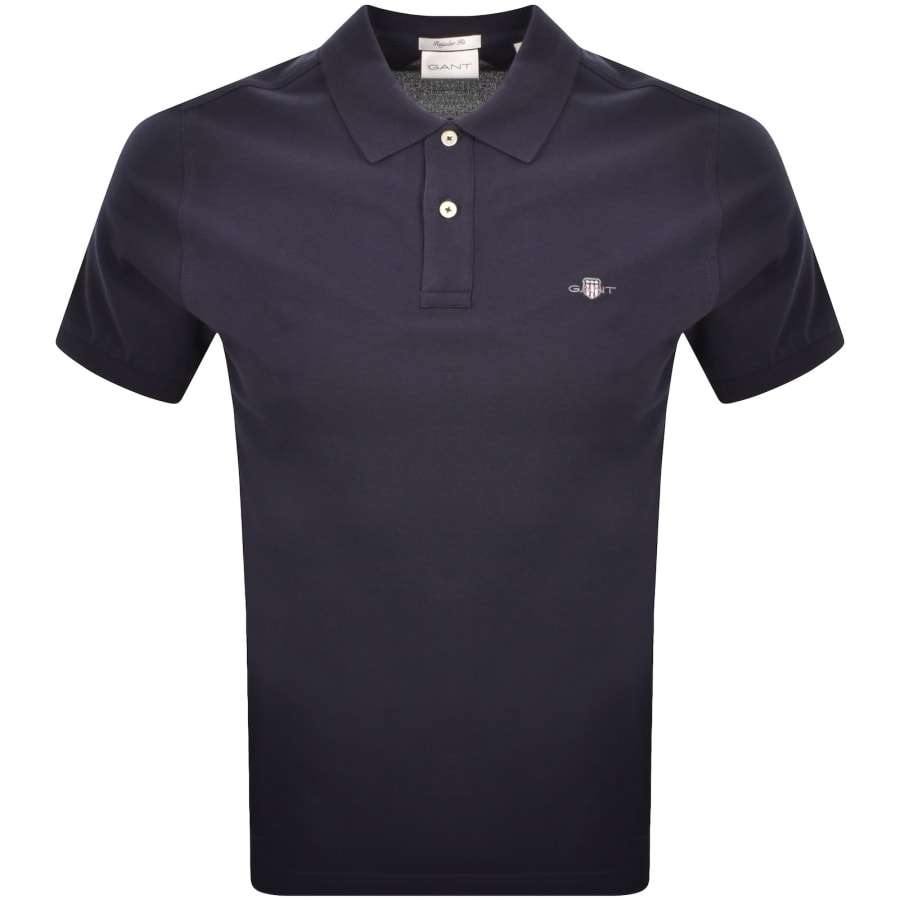 Image number 1 for Gant Shield Pique Polo T Shirt Navy