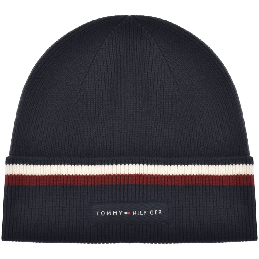Image number 1 for Tommy Hilfiger Love Solid Stripe Beanie Navy